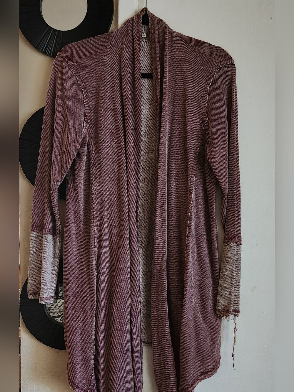 Eyeshadow Maroon Draped Open Front Cardigan Wrap Sweater XL